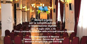 Messina - Messina - Palazzo dei Leoni, meeting su “Misure urgenti per la semplificazione e l’innovazione digitale”